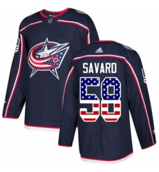 Youth Adidas Columbus Blue Jackets #58 David Savard Authentic Navy Blue USA Flag Fashion NHL Jersey