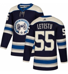 Men's Adidas Columbus Blue Jackets #55 Mark Letestu Authentic Navy Blue Alternate NHL Jersey