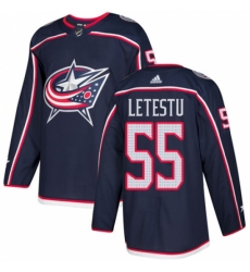 Men's Adidas Columbus Blue Jackets #55 Mark Letestu Authentic Navy Blue Home NHL Jersey