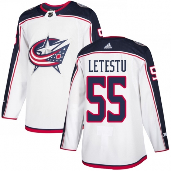 Men's Adidas Columbus Blue Jackets #55 Mark Letestu Authentic White Away NHL Jersey Men's Adidas Columbus Blue Jackets #55 Mark Letestu Authentic White Away NHL Jersey
