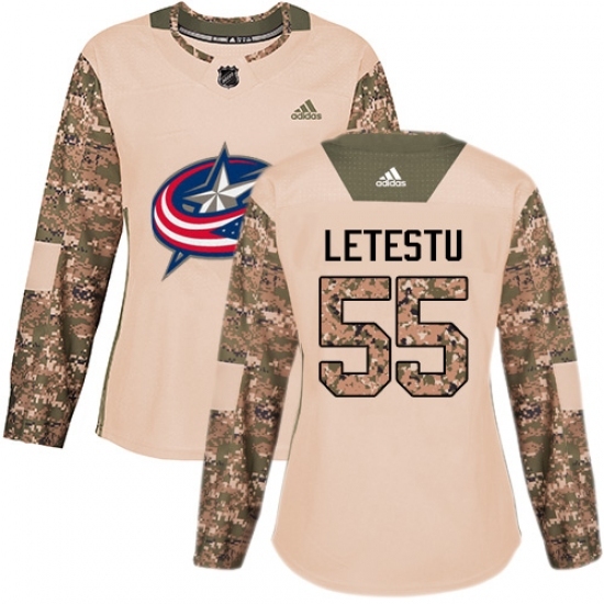 Women's Adidas Columbus Blue Jackets #55 Mark Letestu Authentic Camo Veterans Day Practice NHL Jersey Women's Adidas Columbus Blue Jackets #55 Mark Letestu Authentic Camo Veterans Day Practice NHL Jersey
