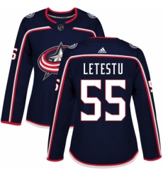 Women's Adidas Columbus Blue Jackets #55 Mark Letestu Authentic Navy Blue Home NHL Jersey
