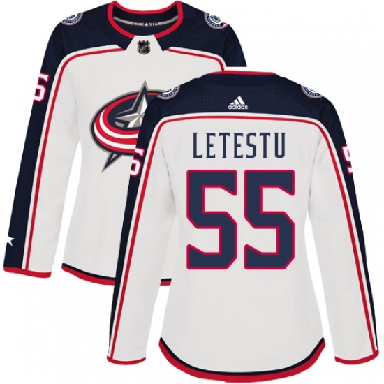 Women's Adidas Columbus Blue Jackets #55 Mark Letestu Authentic White Away NHL Jersey Women's Adidas Columbus Blue Jackets #55 Mark Letestu Authentic White Away NHL Jersey