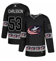 Men's Adidas Columbus Blue Jackets #53 Gabriel Carlsson Authentic Black Team Logo Fashion NHL Jersey