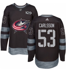 Men's Adidas Columbus Blue Jackets #53 Gabriel Carlsson Premier Black 1917-2017 100th Anniversary NHL Jersey
