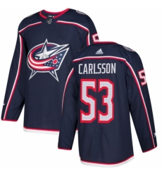 Men's Adidas Columbus Blue Jackets #53 Gabriel Carlsson Premier Navy Blue Home NHL Jersey
