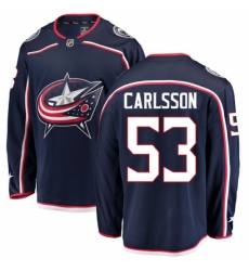 Men's Columbus Blue Jackets #53 Gabriel Carlsson Fanatics Branded Navy Blue Home Breakaway NHL Jersey