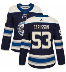 Women's Adidas Columbus Blue Jackets #53 Gabriel Carlsson Authentic Navy Blue Alternate NHL Jersey