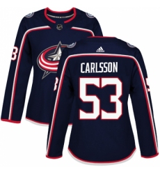 Women's Adidas Columbus Blue Jackets #53 Gabriel Carlsson Authentic Navy Blue Home NHL Jersey