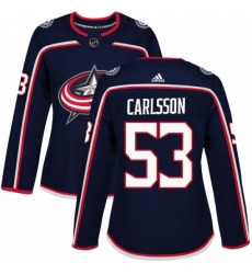 Women's Adidas Columbus Blue Jackets #53 Gabriel Carlsson Premier Navy Blue Home NHL Jersey
