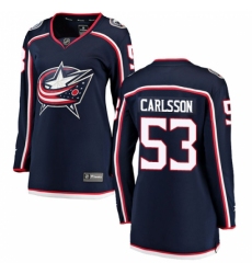 Women's Columbus Blue Jackets #53 Gabriel Carlsson Fanatics Branded Navy Blue Home Breakaway NHL Jersey