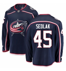 Men's Columbus Blue Jackets #45 Lukas Sedlak Fanatics Branded Navy Blue Home Breakaway NHL Jersey
