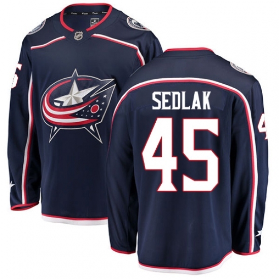Men's Columbus Blue Jackets #45 Lukas Sedlak Fanatics Branded Navy Blue Home Breakaway NHL Jersey Men's Columbus Blue Jackets #45 Lukas Sedlak Fanatics Branded Navy Blue Home Breakaway NHL Jersey