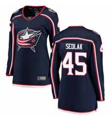 Women's Columbus Blue Jackets #45 Lukas Sedlak Fanatics Branded Navy Blue Home Breakaway NHL Jersey