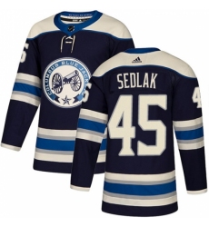 Youth Adidas Columbus Blue Jackets #45 Lukas Sedlak Authentic Navy Blue Alternate NHL Jersey