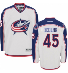Youth Reebok Columbus Blue Jackets #45 Lukas Sedlak Authentic White Away NHL Jersey