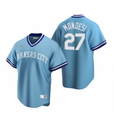 Men's Nike Kansas City Royals #27 Adalberto Mondesi Light Blue Cooperstown Collection Road Stitched Baseball Jersey