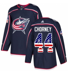 Men's Adidas Columbus Blue Jackets #44 Taylor Chorney Authentic Navy Blue USA Flag Fashion NHL Jersey