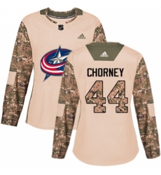 Women's Adidas Columbus Blue Jackets #44 Taylor Chorney Authentic Camo Veterans Day Practice NHL Jersey