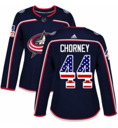 Women's Adidas Columbus Blue Jackets #44 Taylor Chorney Authentic Navy Blue USA Flag Fashion NHL Jersey