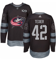 Men's Adidas Columbus Blue Jackets #42 Alexandre Texier Authentic Black 1917-2017 100th Anniversary NHL Jersey
