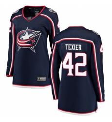 Women's Columbus Blue Jackets #42 Alexandre Texier Fanatics Branded Navy Blue Home Breakaway NHL Jersey Women's Columbus Blue Jackets #42 Alexandre Texier Fanatics Branded Navy Blue Home Breakaway NHL Jersey