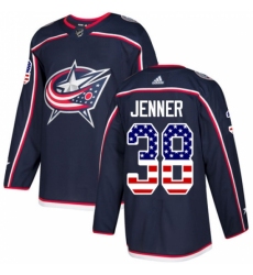 Men's Adidas Columbus Blue Jackets #38 Boone Jenner Authentic Navy Blue USA Flag Fashion NHL Jersey