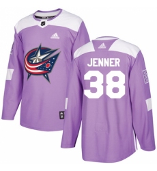 Men's Adidas Columbus Blue Jackets #38 Boone Jenner Authentic Purple Fights Cancer Practice NHL Jersey