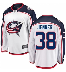 Men's Columbus Blue Jackets #38 Boone Jenner Fanatics Branded White Away Breakaway NHL Jersey