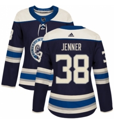 Women's Adidas Columbus Blue Jackets #38 Boone Jenner Authentic Navy Blue Alternate NHL Jersey