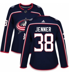 Women's Adidas Columbus Blue Jackets #38 Boone Jenner Authentic Navy Blue Home NHL Jersey