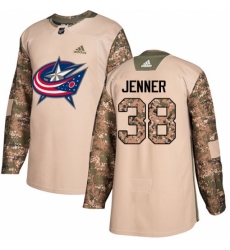 Youth Adidas Columbus Blue Jackets #38 Boone Jenner Authentic Camo Veterans Day Practice NHL Jersey