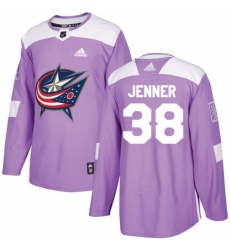 Youth Adidas Columbus Blue Jackets #38 Boone Jenner Authentic Purple Fights Cancer Practice NHL Jersey