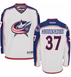 Men's Reebok Columbus Blue Jackets #37 Markus Hannikainen Authentic White Away NHL Jersey