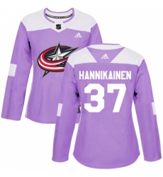 Women's Adidas Columbus Blue Jackets #37 Markus Hannikainen Authentic Purple Fights Cancer Practice NHL Jersey Women's Adidas Columbus Blue Jackets #37 Markus Hannikainen Authentic Purple Fights Cancer Practice NHL Jersey