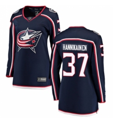 Women's Columbus Blue Jackets #37 Markus Hannikainen Fanatics Branded Navy Blue Home Breakaway NHL Jersey