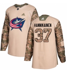 Youth Adidas Columbus Blue Jackets #37 Markus Hannikainen Authentic Camo Veterans Day Practice NHL Jersey