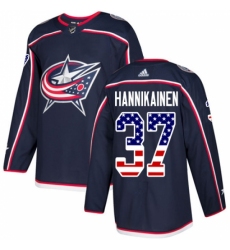 Youth Adidas Columbus Blue Jackets #37 Markus Hannikainen Authentic Navy Blue USA Flag Fashion NHL Jersey