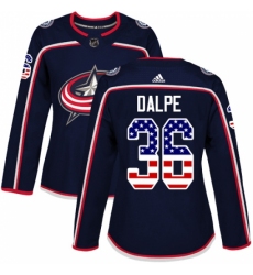 Women's Adidas Columbus Blue Jackets #36 Zac Dalpe Authentic Navy Blue USA Flag Fashion NHL Jersey