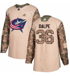 Youth Adidas Columbus Blue Jackets #36 Zac Dalpe Authentic Camo Veterans Day Practice NHL Jersey