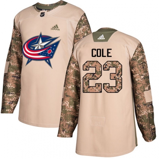 Men's Adidas Columbus Blue Jackets #23 Ian Cole Authentic Camo Veterans Day Practice NHL Jersey Men's Adidas Columbus Blue Jackets #23 Ian Cole Authentic Camo Veterans Day Practice NHL Jersey