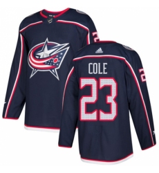 Men's Adidas Columbus Blue Jackets #23 Ian Cole Authentic Navy Blue Home NHL Jersey