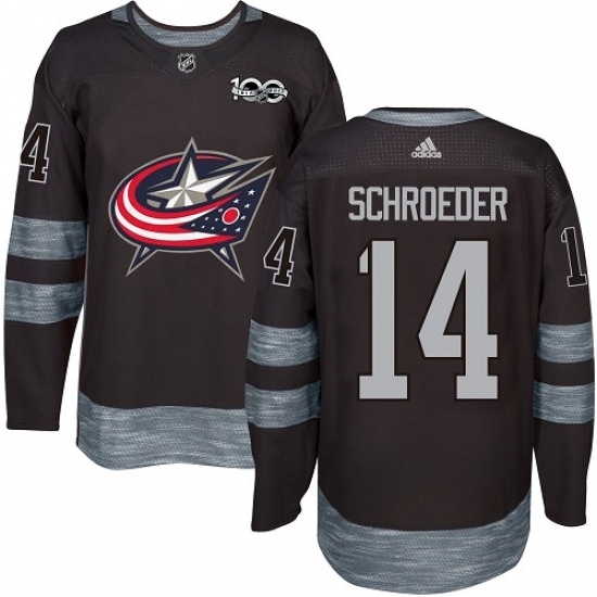 Men's Adidas Columbus Blue Jackets #14 Jordan Schroeder Authentic Black 1917-2017 100th Anniversary NHL Jersey Men's Adidas Columbus Blue Jackets #14 Jordan Schroeder Authentic Black 1917-2017 100th Anniversary NHL Jersey