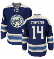 Men's Reebok Columbus Blue Jackets #14 Jordan Schroeder Premier Navy Blue Third NHL Jersey