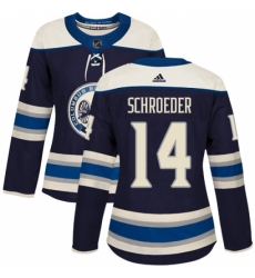 Women's Adidas Columbus Blue Jackets #14 Jordan Schroeder Authentic Navy Blue Alternate NHL Jersey