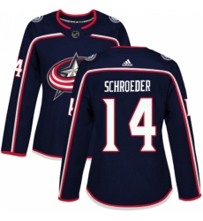 Women's Adidas Columbus Blue Jackets #14 Jordan Schroeder Authentic Navy Blue Home NHL Jersey