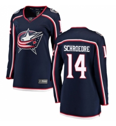 Women's Columbus Blue Jackets #14 Jordan Schroeder Fanatics Branded Navy Blue Home Breakaway NHL Jersey