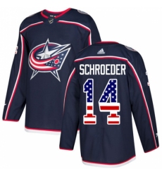 Youth Adidas Columbus Blue Jackets #14 Jordan Schroeder Authentic Navy Blue USA Flag Fashion NHL Jersey