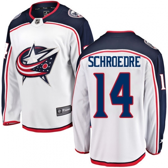 Youth Columbus Blue Jackets #14 Jordan Schroeder Fanatics Branded White Away Breakaway NHL Jersey Youth Columbus Blue Jackets #14 Jordan Schroeder Fanatics Branded White Away Breakaway NHL Jersey