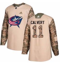 Men's Adidas Columbus Blue Jackets #11 Matt Calvert Authentic Camo Veterans Day Practice NHL Jersey